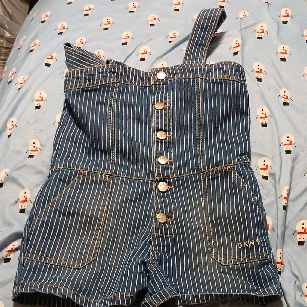 DKNY Blue Striped Denim Romper girls 6X